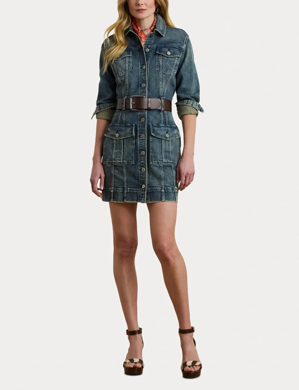 Lauren Ralph Lauren - Denim Trucker Dress - skjortekjoler - haze wash - 4