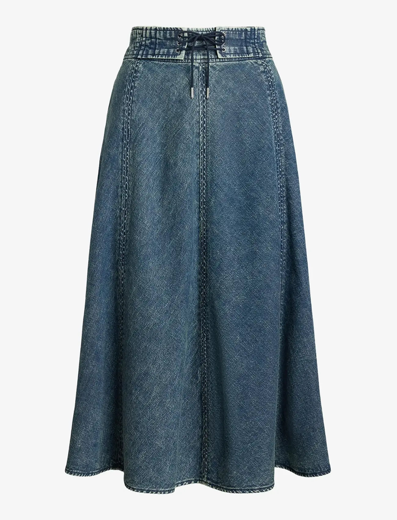 Lauren Ralph Lauren - Denim Drawcord Midi Skirt - jeanskjolar - haze wash - 1