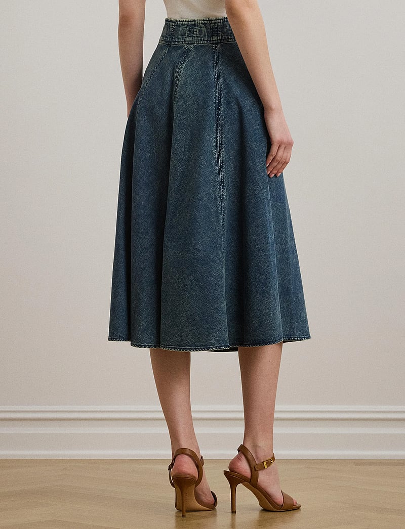 Lauren Ralph Lauren - Denim Drawcord Midi Skirt - midinederdele - haze wash - 2