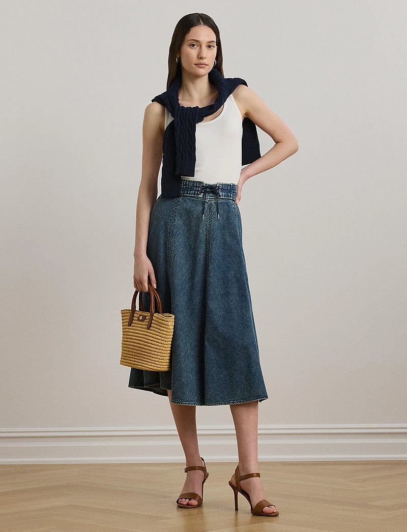 Lauren Ralph Lauren - Denim Drawcord Midi Skirt - midinederdele - haze wash - 3