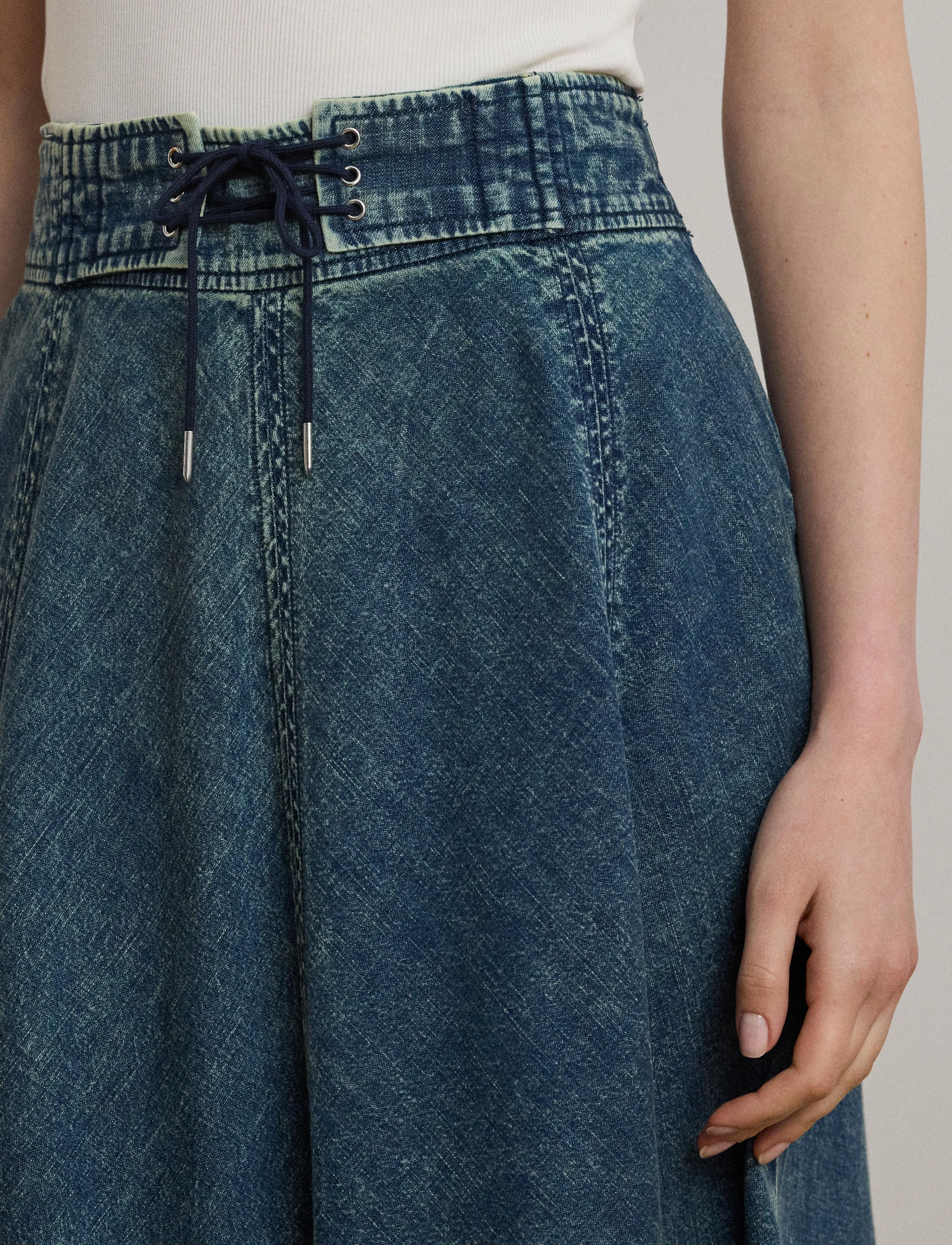 Lauren Ralph Lauren Denim Drawcord Midi Skirt jeanskjolar dam – bild 7
