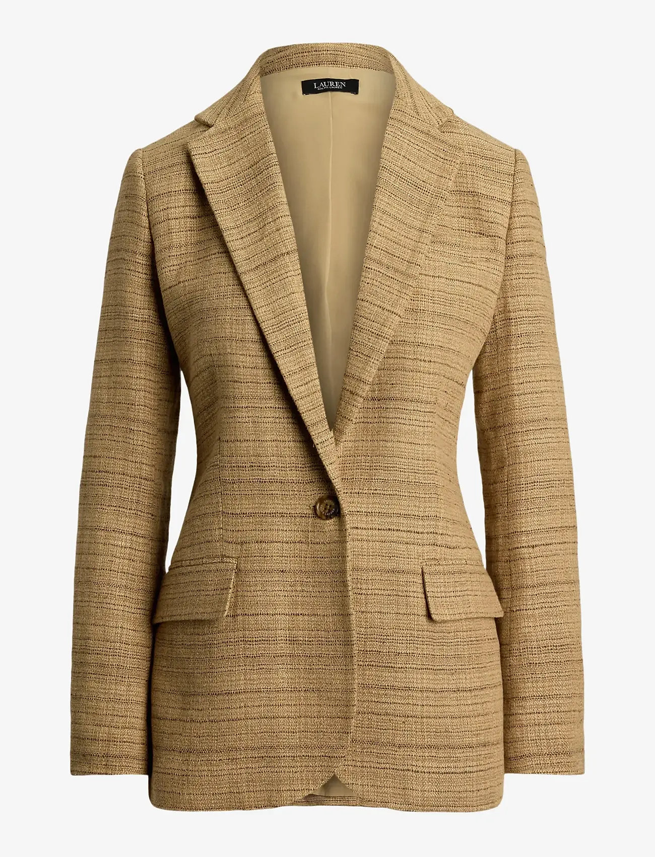 Lauren Ralph Lauren - Herringbone Linen-Blend Tweed Blazer - enkelknäppta kavajer - new tan/brown mul - 1