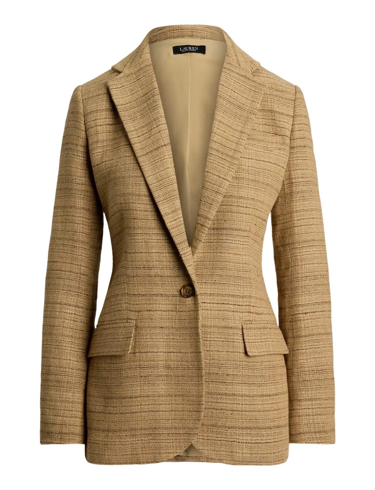 Lauren Ralph Lauren - Herringbone Linen-Blend Tweed Blazer - new tan/brown mul - 1