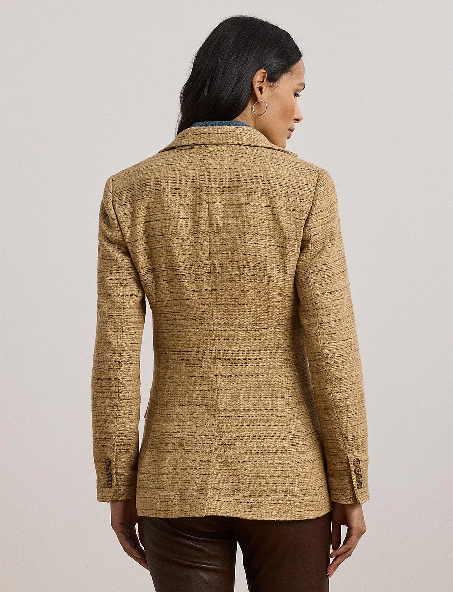 Lauren Ralph Lauren - Herringbone Linen-Blend Tweed Blazer - new tan/brown mul - 2