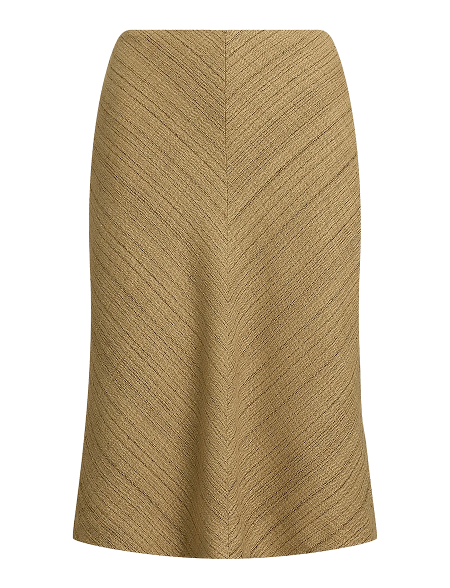 Lauren Ralph Lauren - Herringbone Linen-Blend Tweed Skirt - jupes midi - new tan/brown mul - 1
