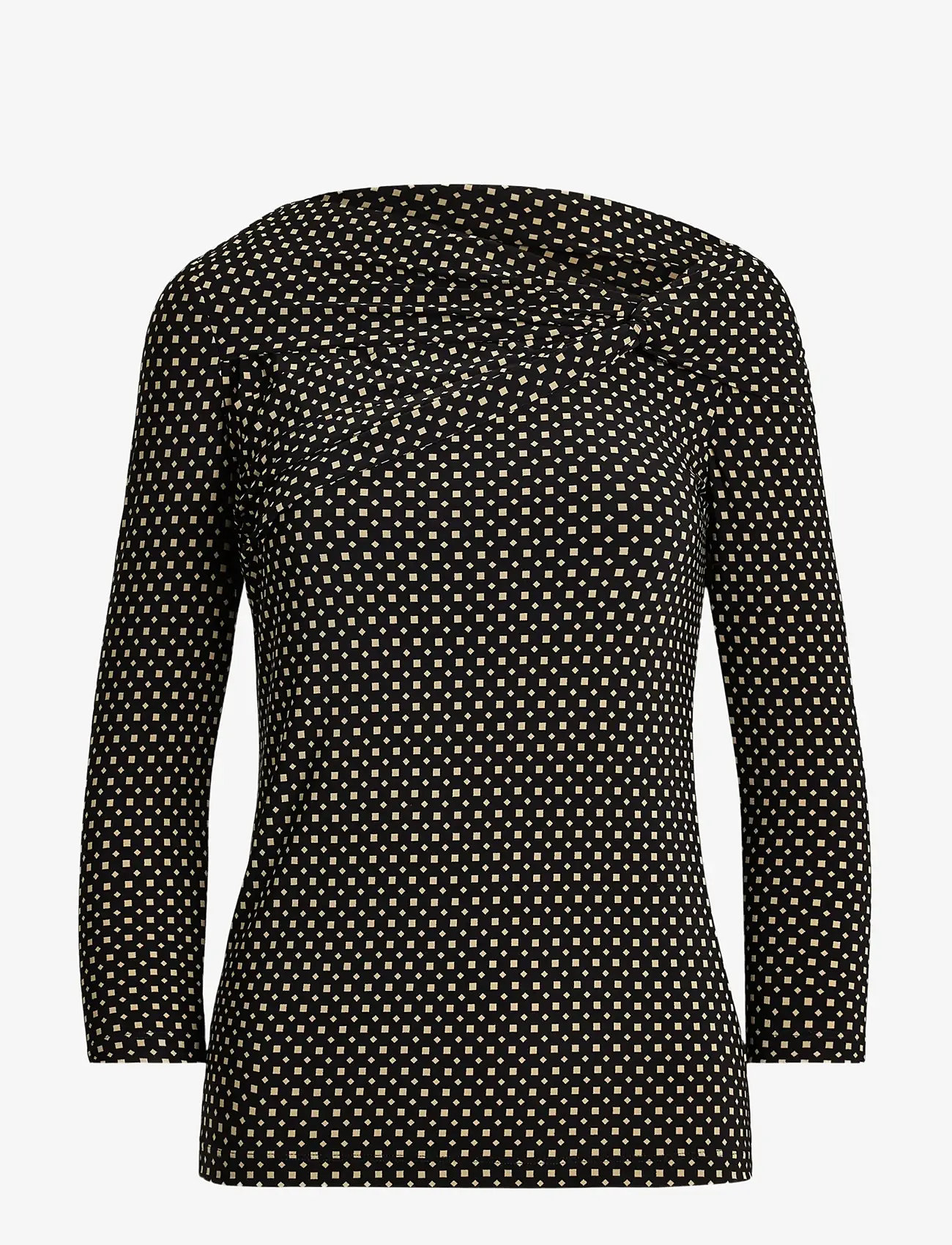Lauren Ralph Lauren - Geo-Print Jersey Off-the-Shoulder Top - pitkähihaiset t-paidat - black-tan - 1