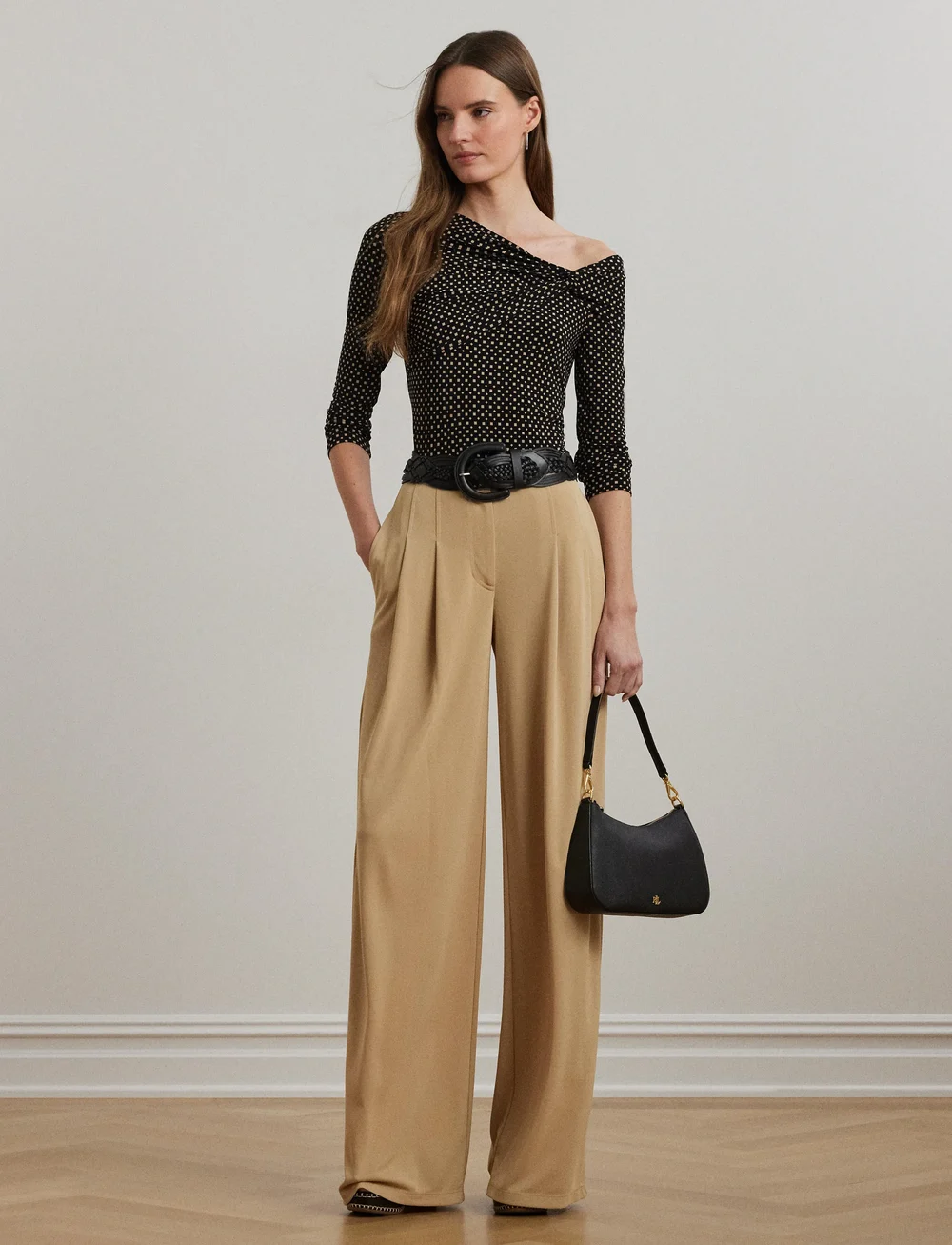 Lauren Ralph Lauren - Geo-Print Jersey Off-the-Shoulder Top - langærmede toppe - black-tan - 0