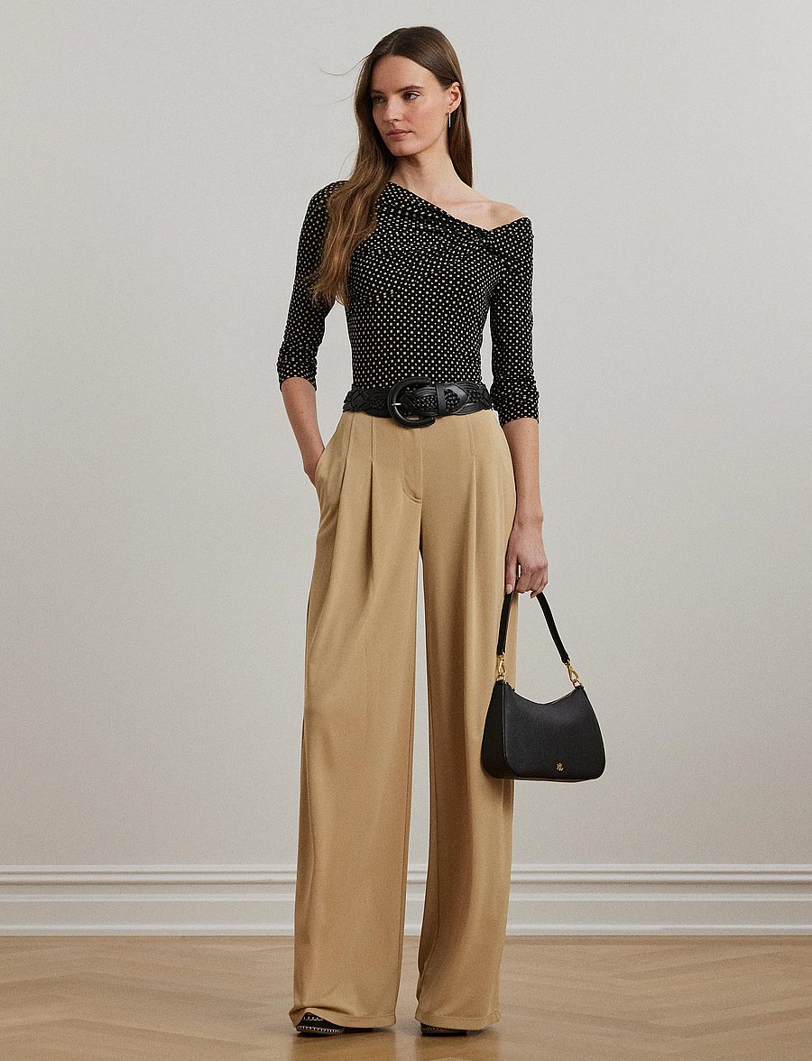Lauren Ralph Lauren - Geo-Print Jersey Off-the-Shoulder Top - t-shirts met lange mouwen - black-tan - 0