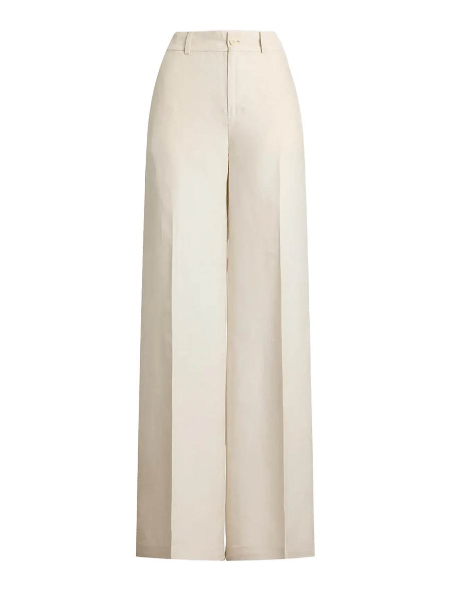 Lauren Ralph Lauren - Linen-Blend Twill Wide-Leg Pant - bikses ar platām starām - mascarpone cream - 1