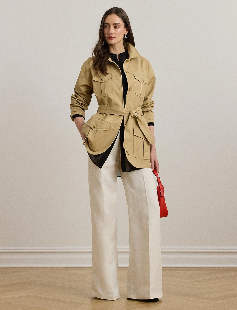 Lauren Ralph Lauren - Linen-Blend Twill Wide-Leg Pant - bikses ar platām starām - mascarpone cream - 3