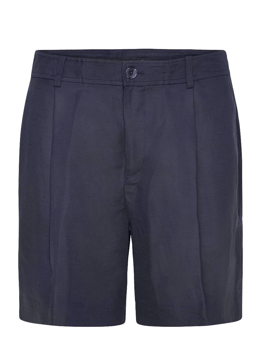 Lauren Ralph Lauren - Pleated Linen-Blend Twill Short - hørshorts - lauren navy - 1
