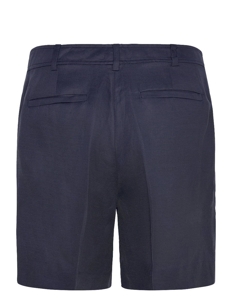 Lauren Ralph Lauren - Pleated Linen-Blend Twill Short - hørshorts - lauren navy - 2