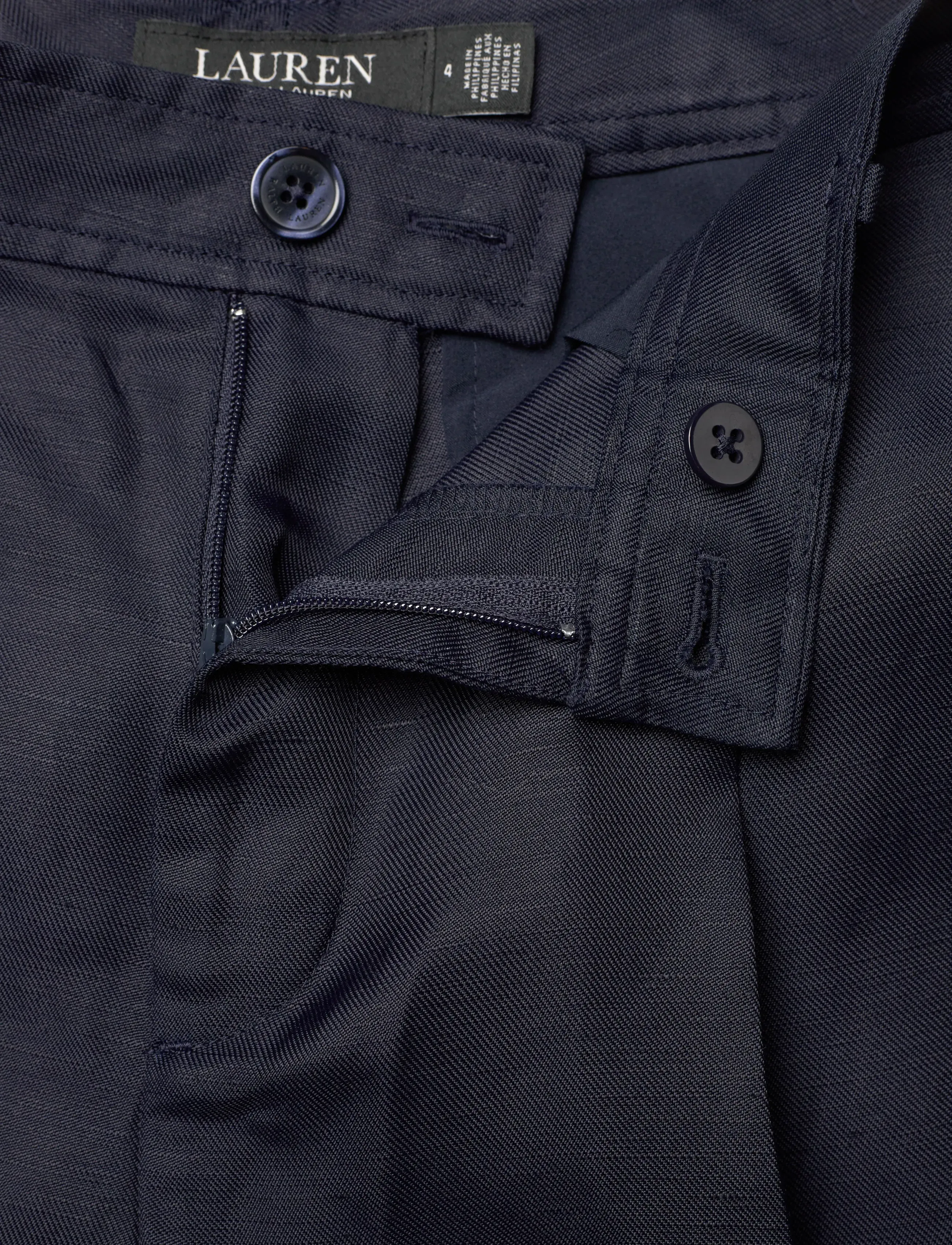 Lauren Ralph Lauren - Pleated Linen-Blend Twill Short - hørshorts - lauren navy - 5
