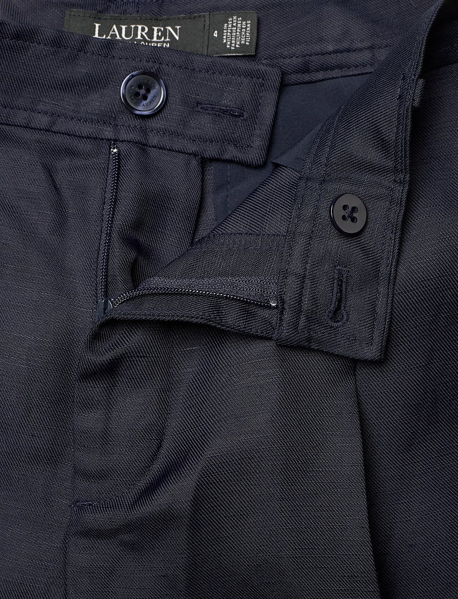 Lauren Ralph Lauren - Pleated Linen-Blend Twill Short - hørshorts - lauren navy - 5