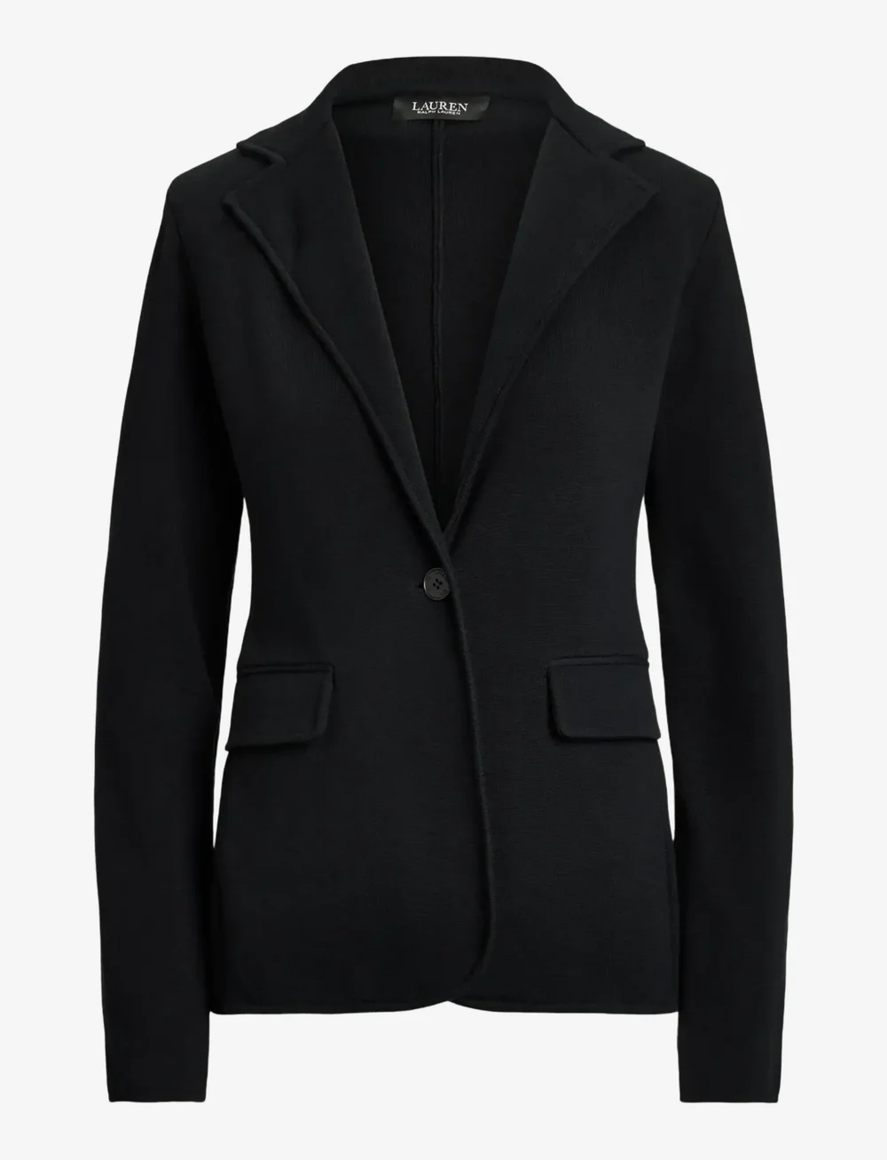 Lauren Ralph Lauren - Cotton-Blend Sweater Blazer - Ühes joones nööpidega bleiserid - black - 1