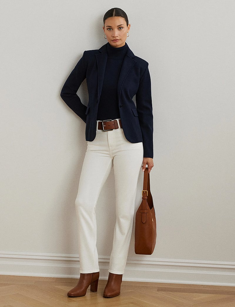 Lauren Ralph Lauren - Cotton-Blend Sweater Blazer - enkeltradede blazere - lauren navy - 0