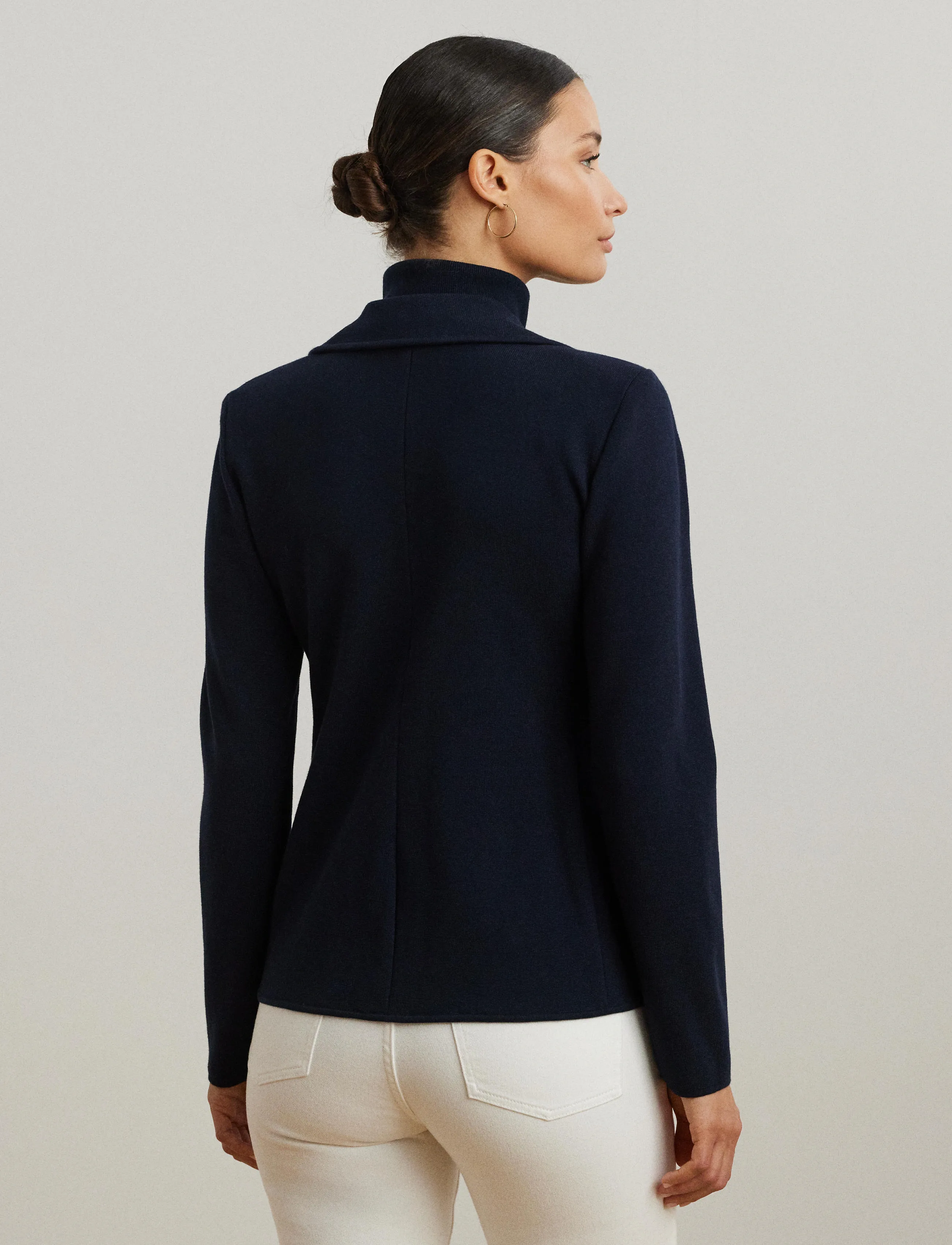 Lauren Ralph Lauren - Cotton-Blend Sweater Blazer - enkeltradede blazere - lauren navy - 2