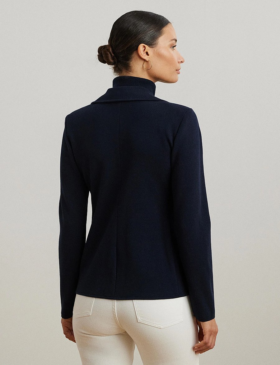 Lauren Ralph Lauren - Cotton-Blend Sweater Blazer - enkeltradede blazere - lauren navy - 2