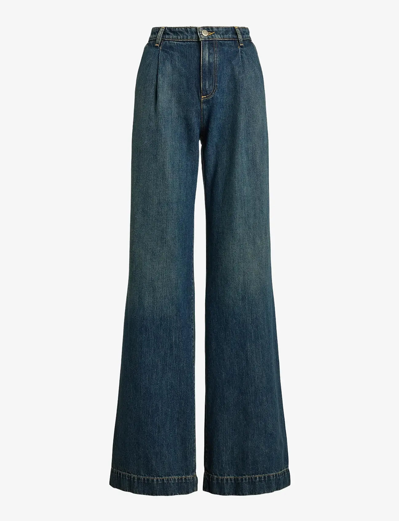 Lauren Ralph Lauren - High-Rise Pleated Wide-Leg Jean - vida jeans - haze wash - 1