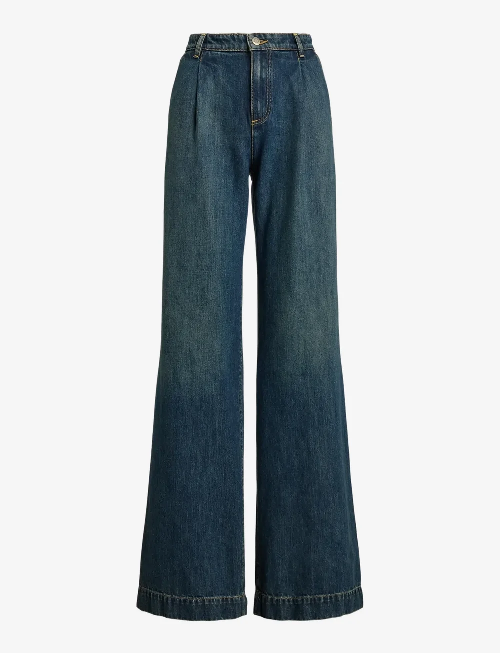 Lauren Ralph Lauren - High-Rise Pleated Wide-Leg Jean - vida jeans - haze wash - 1