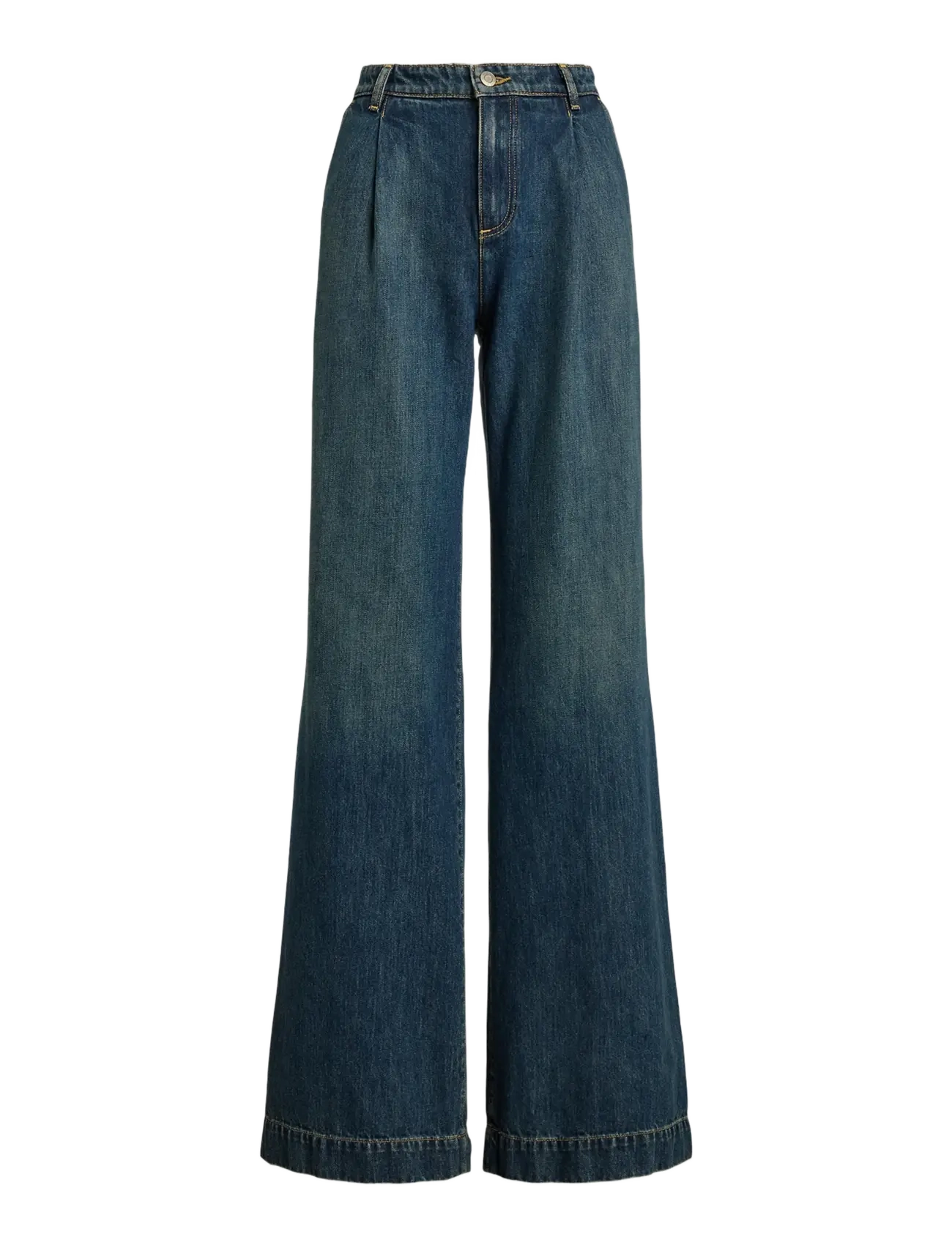 Lauren Ralph Lauren - High-Rise Pleated Wide-Leg Jean - vide jeans - haze wash - 1