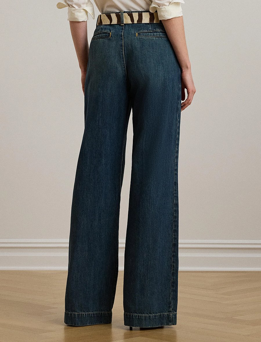Lauren Ralph Lauren - High-Rise Pleated Wide-Leg Jean - vide jeans - haze wash - 2