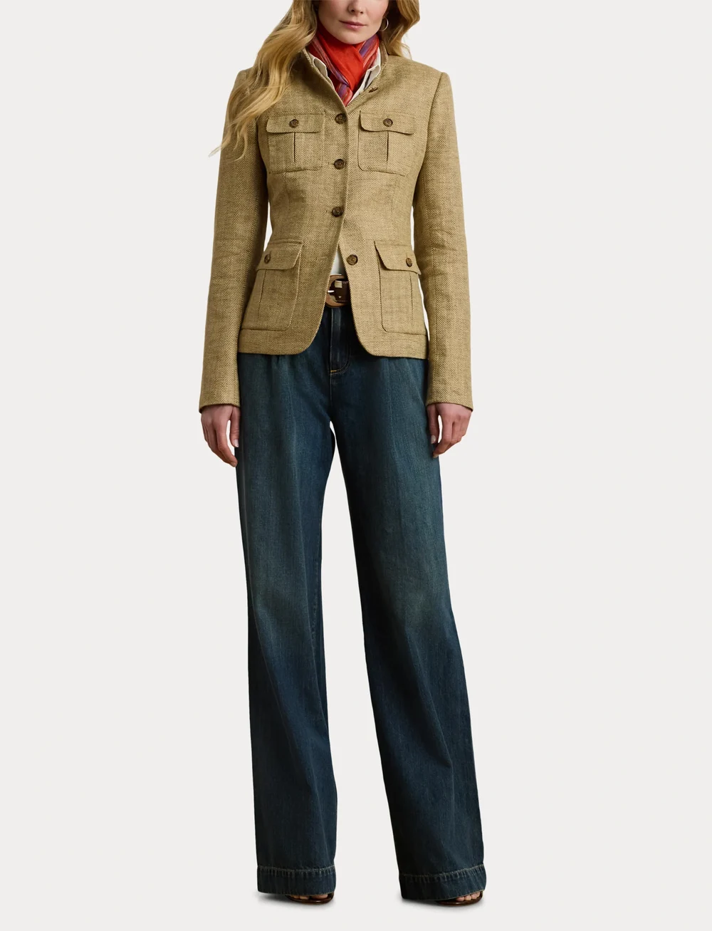 Lauren Ralph Lauren - High-Rise Pleated Wide-Leg Jean - vida jeans - haze wash - 4