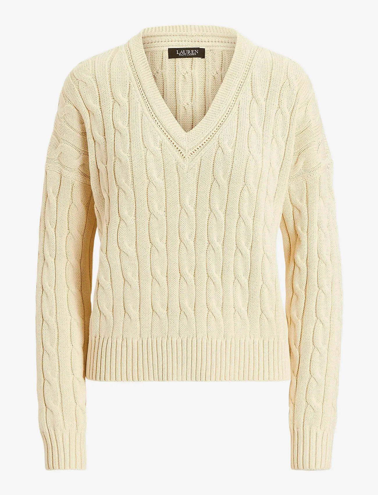 Lauren Ralph Lauren - Cable-and-Pointelle-Knit Cricket Sweater - striktrøjer - ivory beige - 1