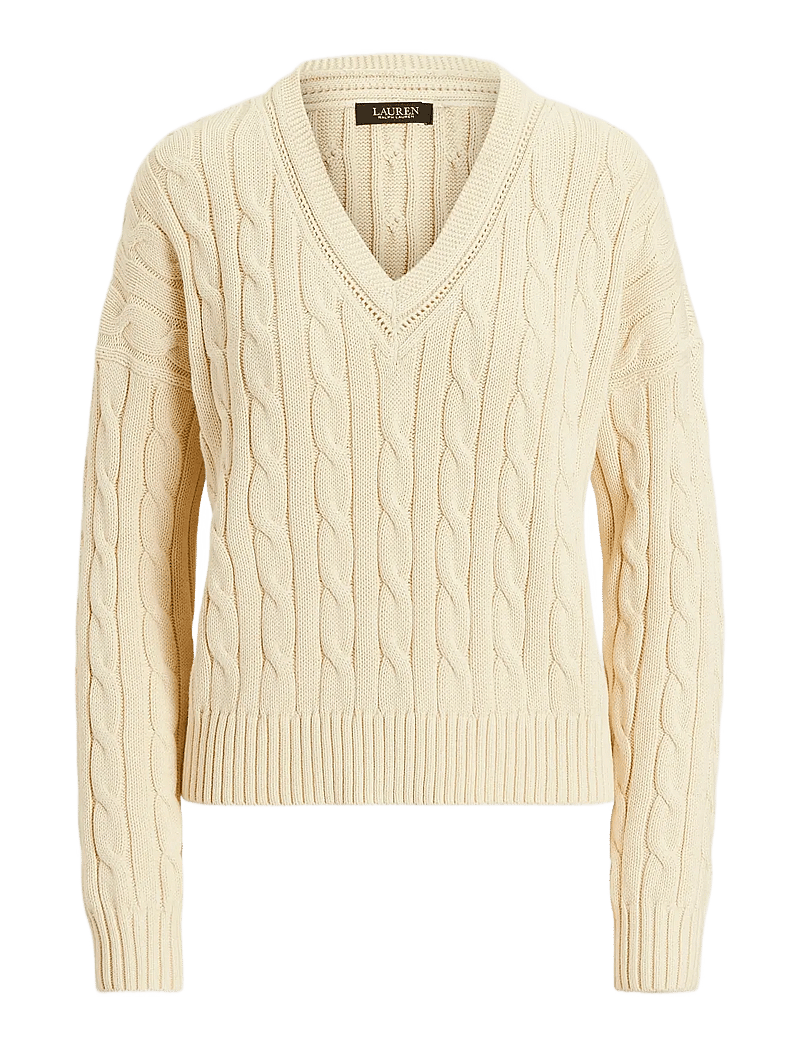 Lauren Ralph Lauren - Cable-and-Pointelle-Knit Cricket Sweater - striktrøjer - ivory beige - 1