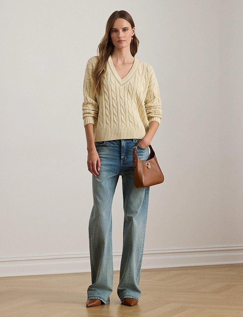 Lauren Ralph Lauren - Cable-and-Pointelle-Knit Cricket Sweater - striktrøjer - ivory beige - 0