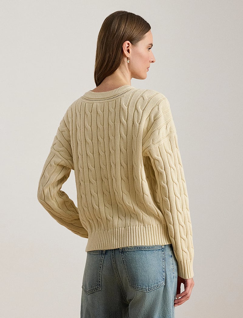 Lauren Ralph Lauren - Cable-and-Pointelle-Knit Cricket Sweater - striktrøjer - ivory beige - 2