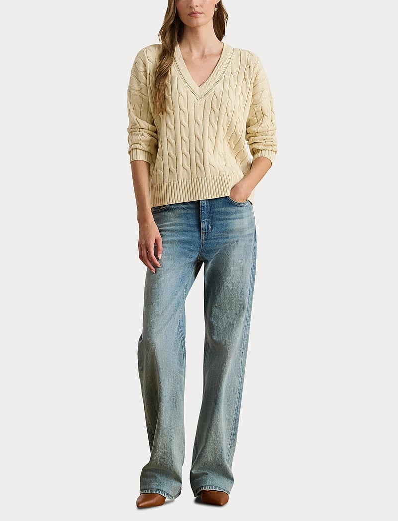 Lauren Ralph Lauren - Cable-and-Pointelle-Knit Cricket Sweater - striktrøjer - ivory beige - 4