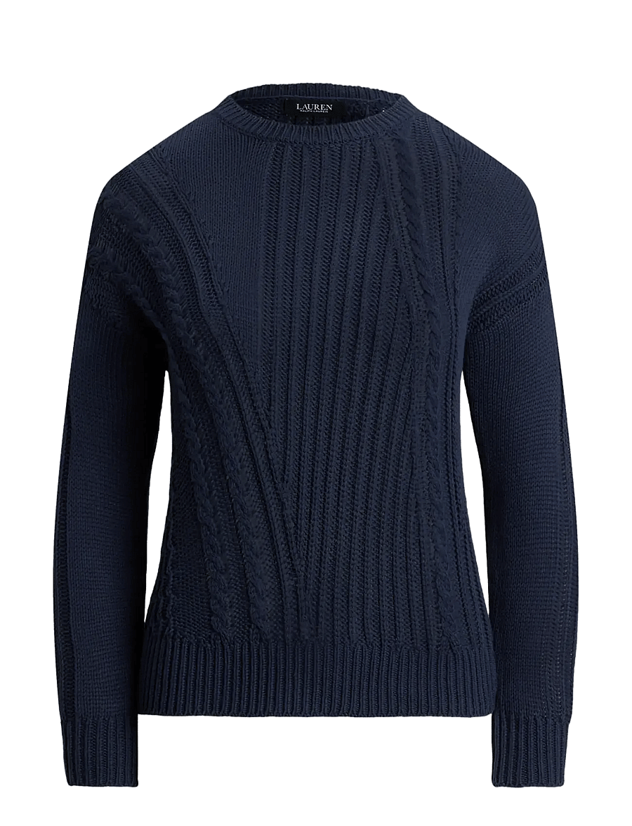 Lauren Ralph Lauren - Pointelle-Knit Cotton Crewneck Sweater - kampsunid - shadow navy - 1