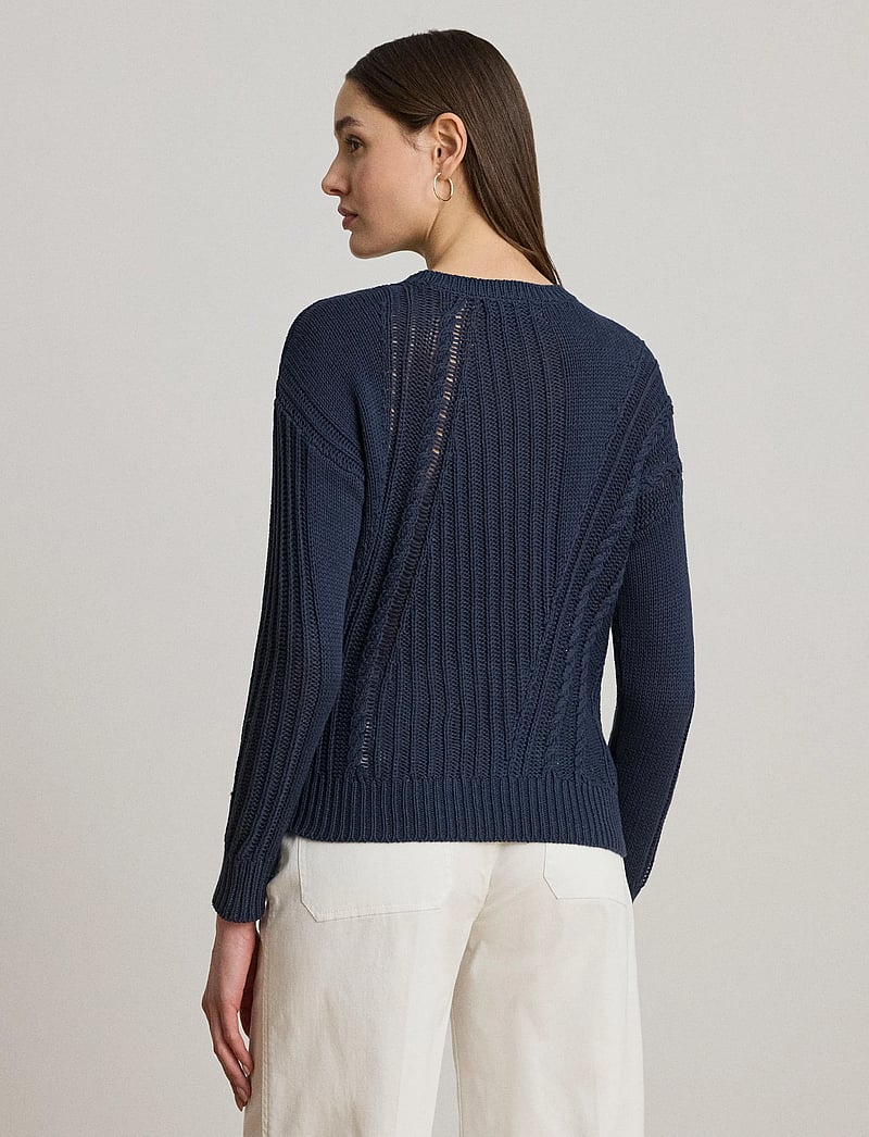 Lauren Ralph Lauren - Pointelle-Knit Cotton Crewneck Sweater - jumpers - shadow navy - 2
