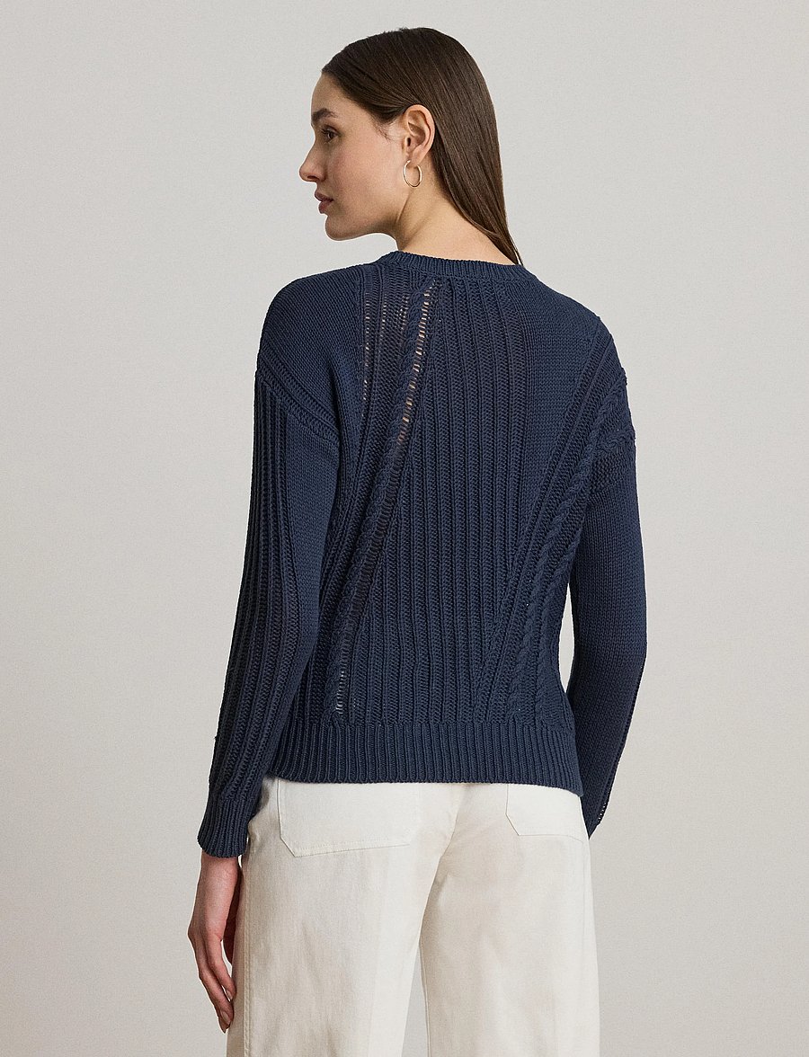 Lauren Ralph Lauren - Pointelle-Knit Cotton Crewneck Sweater - kampsunid - shadow navy - 2