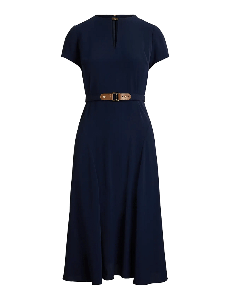 Lauren Ralph Lauren - Belted Georgette Dress - cocktailklänningar - lighthouse navy - 1