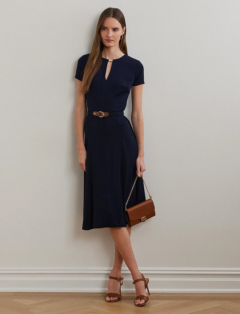 Lauren Ralph Lauren - Belted Georgette Dress - cocktailklänningar - lighthouse navy - 3