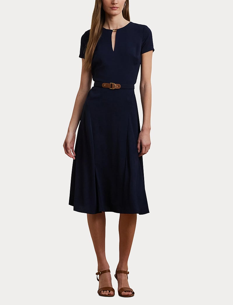 Lauren Ralph Lauren - Belted Georgette Dress - cocktailklänningar - lighthouse navy - 4