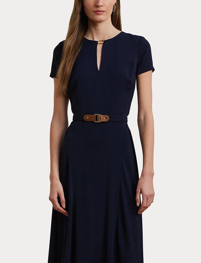 Lauren Ralph Lauren - Belted Georgette Dress - cocktailklänningar - lighthouse navy - 5