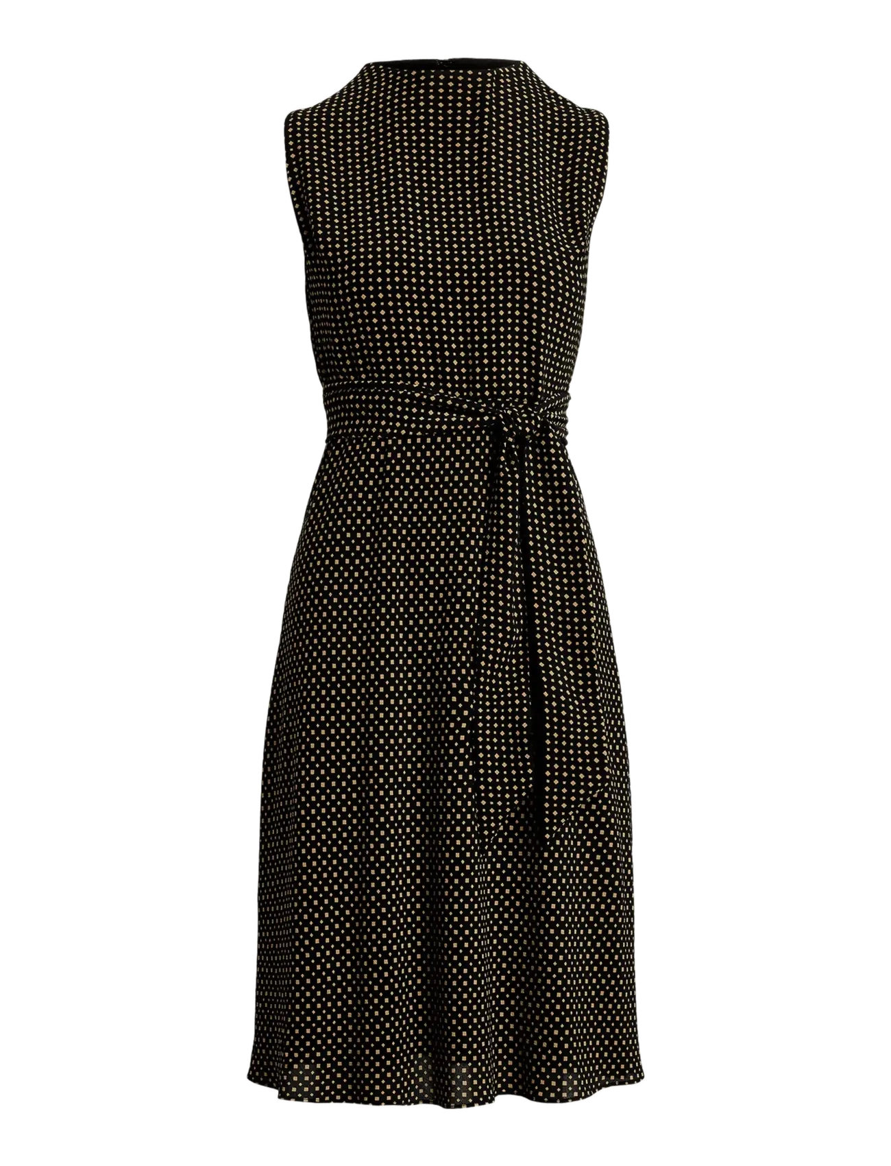 LAUREN RALPH LAUREN Geo-Print Belted Bubble Crepe Kleid Schwarz - 46 - Damen