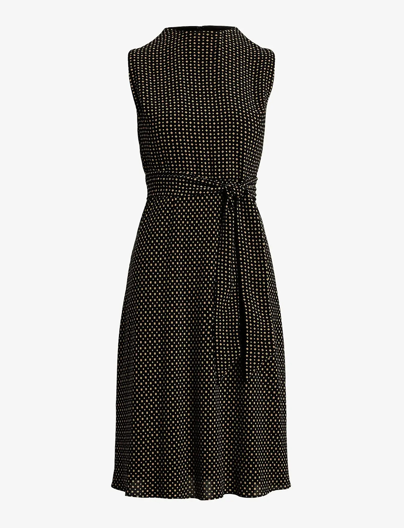 Lauren Ralph Lauren - Geo-Print Belted Bubble Crepe Dress - black/tan - 1
