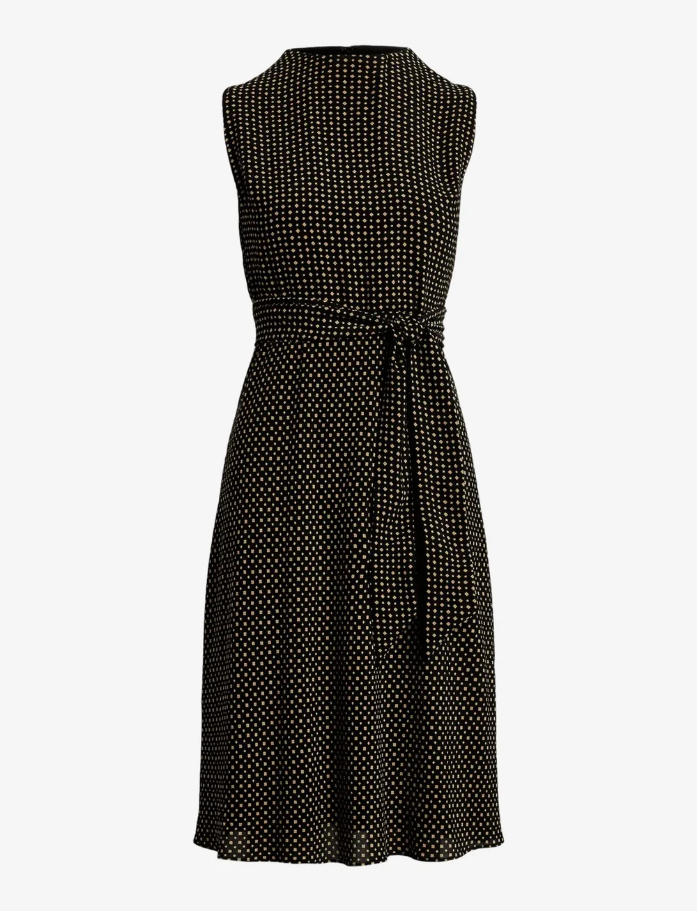 Lauren Ralph Lauren - Geo-Print Belted Bubble Crepe Dress - sukienki koktajlowe - black/tan - 1