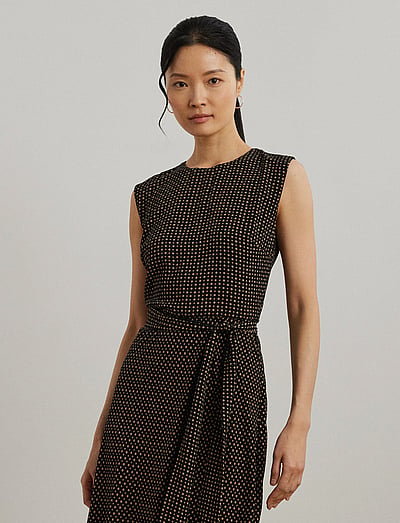 Lauren Ralph Lauren Geo-Print Belted Bubble Crepe Dress - Sukienki na imprezę - BLACK/TAN / black