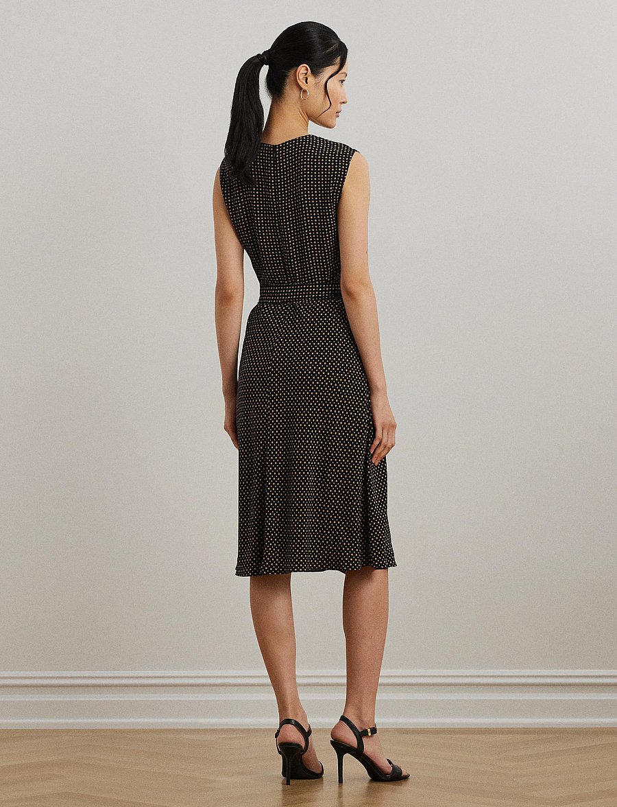 Lauren Ralph Lauren - Geo-Print Belted Bubble Crepe Dress - robes de cocktail - black/tan - 2