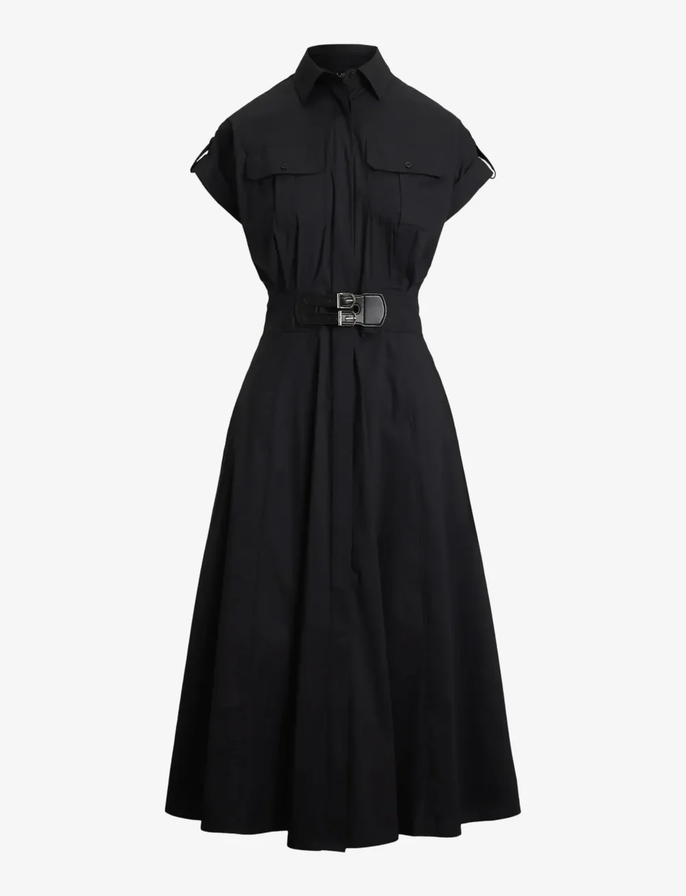 Lauren Ralph Lauren - Buckle-Trim Cotton-Blend Shirtdress - cocktailkjoler - black - 1