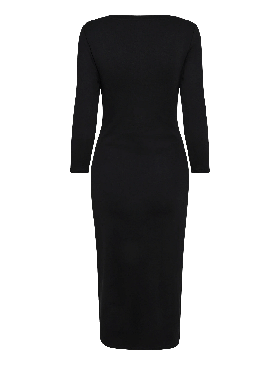 Lauren Ralph Lauren - Tie-Front Cotton-Blend Crewneck Dress - midikleider - black - 2