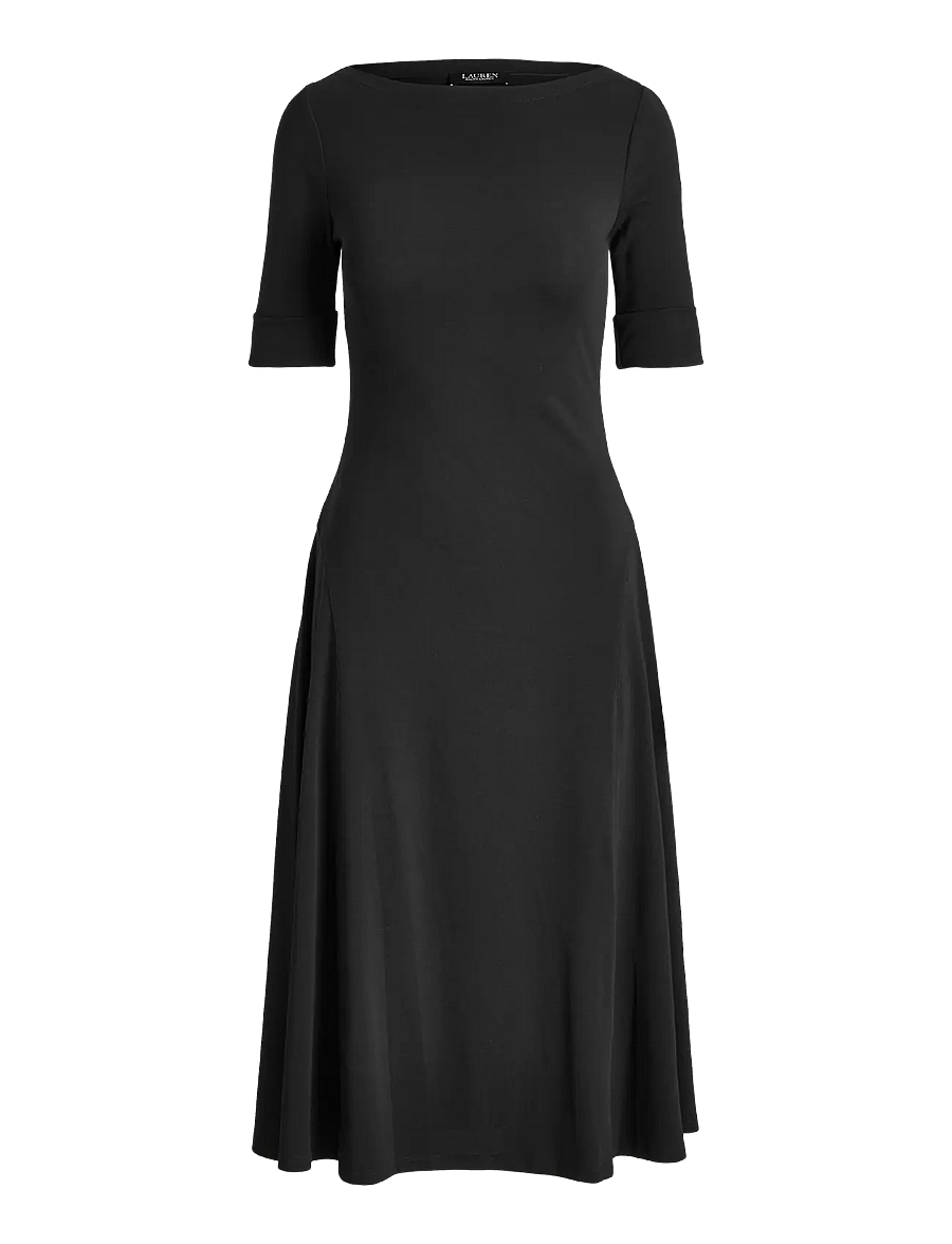 Lauren Ralph Lauren - Rib-Knit Stretch Cotton Midi Dress - midikleidid - black - 2