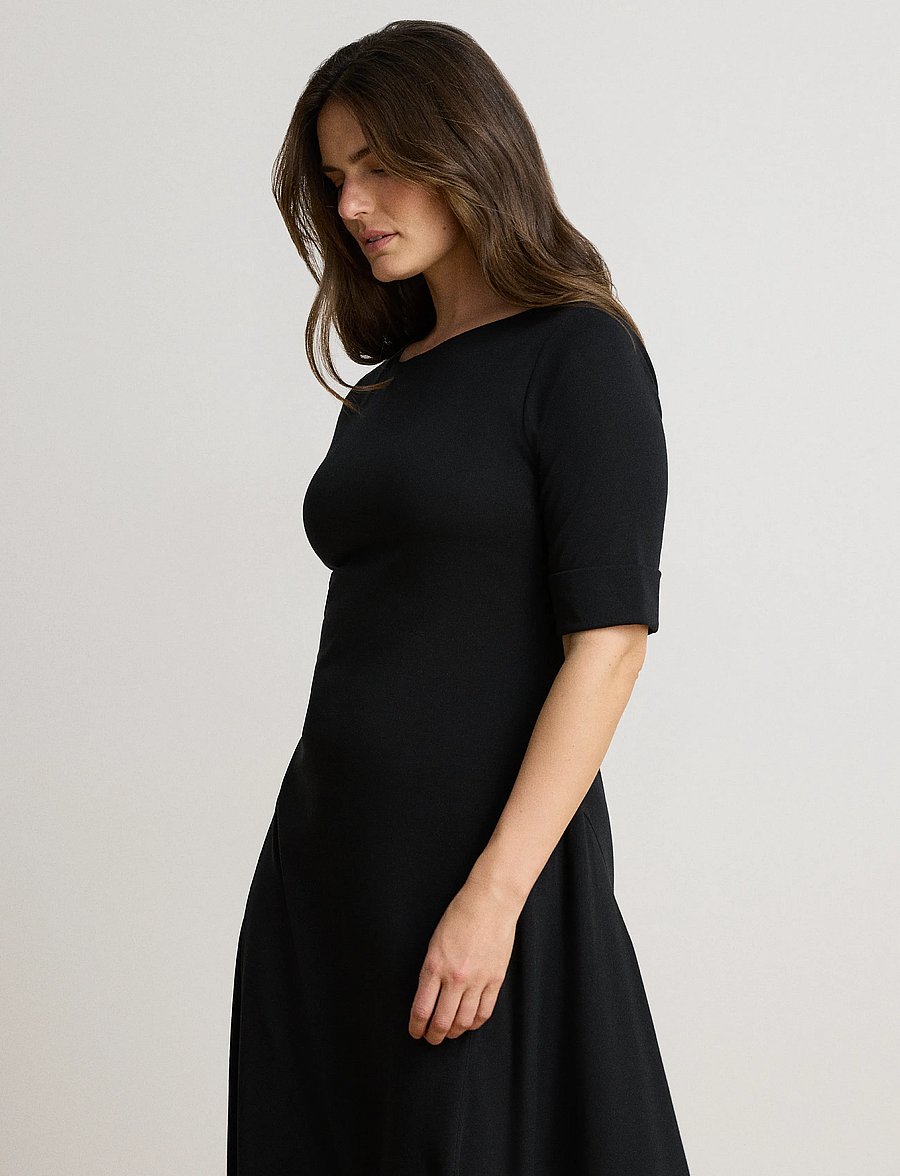 Lauren Ralph Lauren - Rib-Knit Stretch Cotton Midi Dress - midikleidid - black - 4