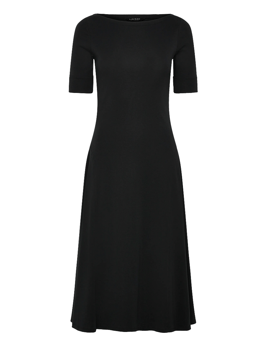 Lauren Ralph Lauren - Rib-Knit Stretch Cotton Midi Dress - midikleidid - black - 1