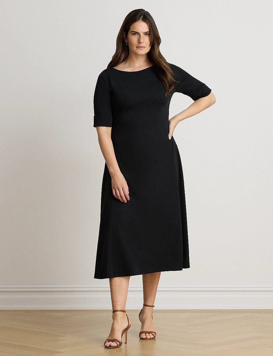 Lauren Ralph Lauren - Rib-Knit Stretch Cotton Midi Dress - midikleidid - black - 0